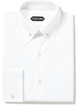 White Slim-Fit Pinned-Collar Double-Cuff Cotton-Poplin Shirt