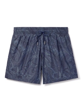 Straight-Leg Mid-Length Paisley-Print Swim Shorts