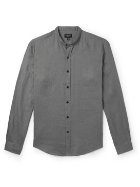 Grandad-Collar Linen Shirt