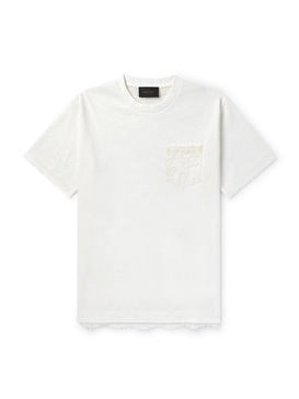 Lace-Panelled Cotton-Jersey T-Shirt