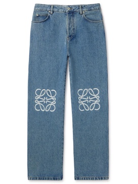 Anagram Wide-Leg Logo-Embroidered Jeans