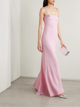 Crystal-embellished silk-crepe gown