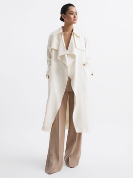 Belted Trench Coat in White