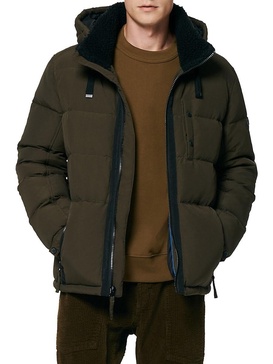 Hubble Faux Shearling Hooded Crinkle Down Jacket