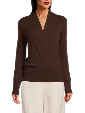 Faux Wrap Cashmere Sweater