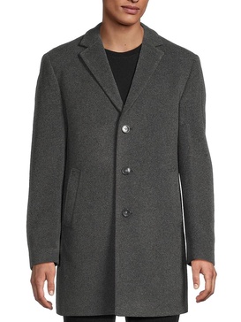 Slim Fit Heatherd Wool Blend Coat