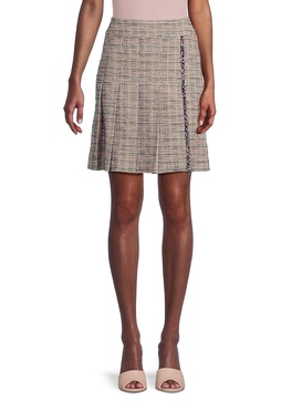 Tweed Knife Pleated Mini Skirt