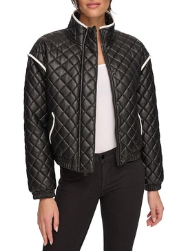 Faux Leather Quilted Jacket