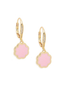 14K Goldplated, Enamel & Cubic Zirconia Rose Petal Short Drop Earrings