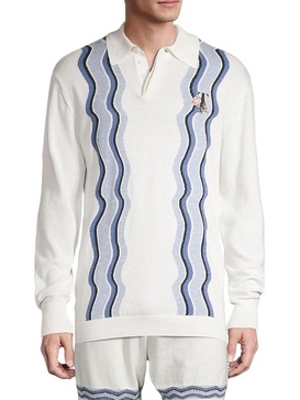 Swirl Stripe Gauzy Knit Polo