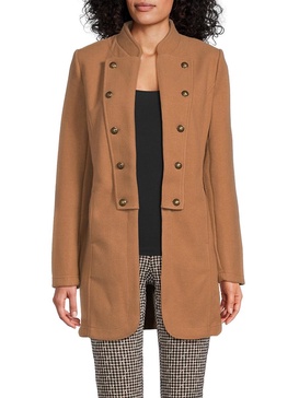 Mandarin Collar Open Front Jacket