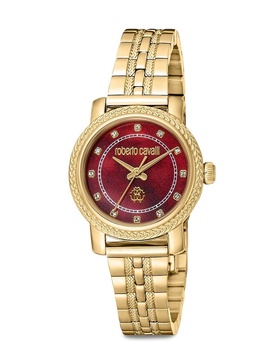 30MM Goldtone Stainless Steel & Crystal Studded Bracelet Watch