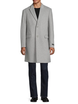 Peak Lapel Wool Blend Top Coat