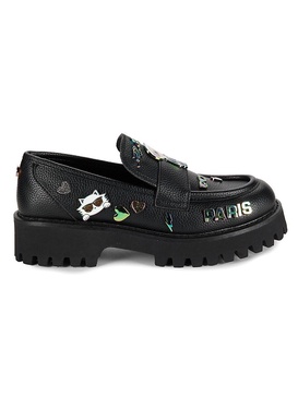 Gaston Charm Leather Platform Loafers