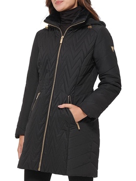 Faux Fur Trim Hooded Quilted Jacket