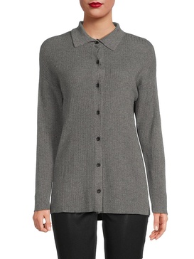 Collared Ribbed Cardigan