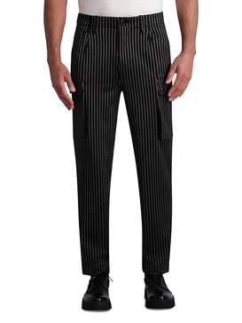 Loose Fit Striped Flat Front Cargo Pants