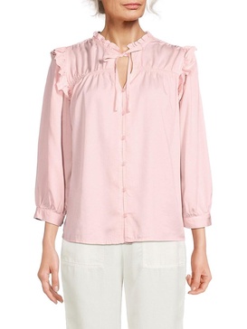 Ruffle Sleeve Button Down Shirt