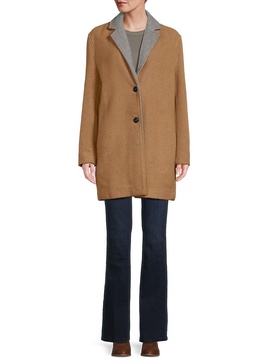 Notch Lapel Wool Blend Overcoat