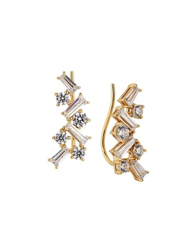 Tezoro 18K Goldplated & Cubic Zirconia Ear Climbers