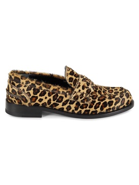 Leopard Leather Penny Loafers