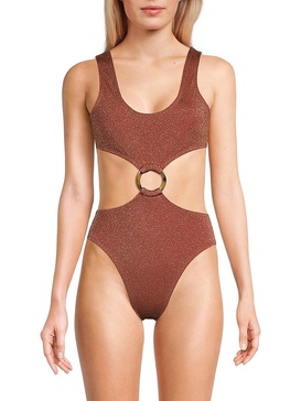 Metallic Cutout One Piece Swimsuit