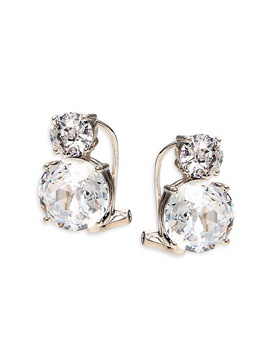 Rhodium Plated & Cubic Zirconia Clip On Earrings