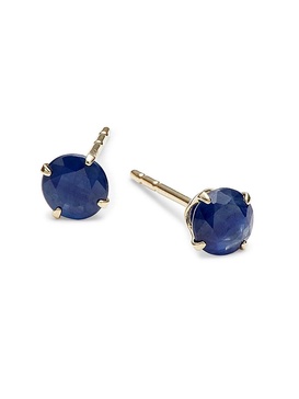 14K Yellow Gold & Blue Sapphire Stud Earrings