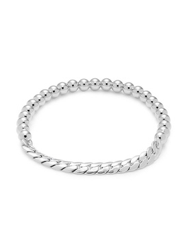 ​18K Rhodium Plated Curb Chain Beaded Bracelet