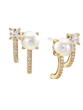 Emilia 18K Goldplated, 6MM Faux Pearl & Cubic Zirconia Drop Earrings