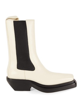 Colorblock Leather Block Calf Boots