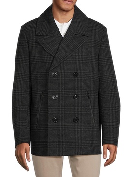 Plaid Wool Blend Coat