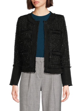 Tweed Collarless Blazer