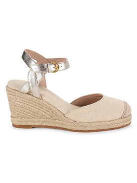 Cap Toe Espadrille Wedge Pumps