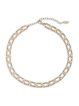 Flat Crystal & Gold Chain Necklace