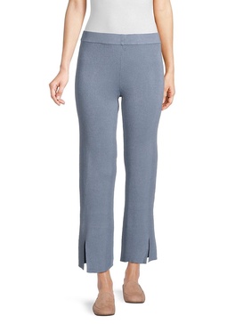 Ribbed Slit Flat Front Pants