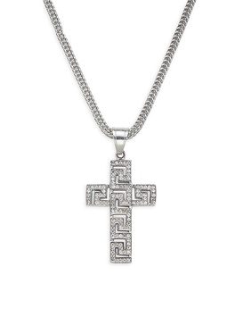 18K Goldplated Stainless Steel & Simulated Diamond Cross Pendant Necklace