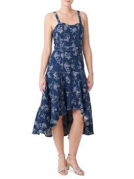 Floral Denim High Low Dress