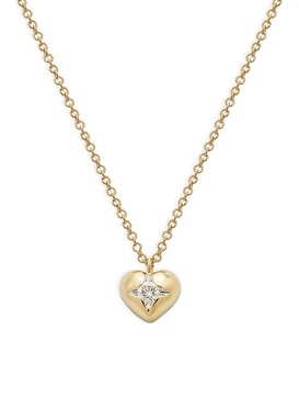 14K Yellow Gold & 0.08 TCW Diamond Heart Pendant Necklace