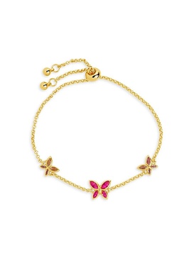 Caria 14K Goldplated & Cubic Zirconia Butterfly Bolo Bracelet