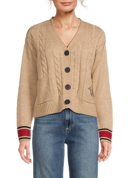 Tipped Cable Knit Cardigan