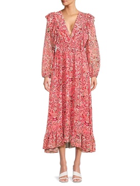 Gisele Floral & Paisley Ruffle Maxi Dress