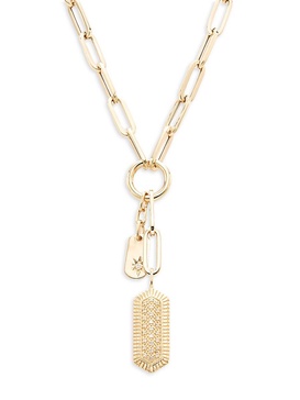 14K Yellow Gold & 0.1 TCW Diamond Hexagon Tag Lariat Necklace