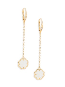 14K Goldplated, Mother-Of-Pearl & Cubic Zirconia Drop Earrings