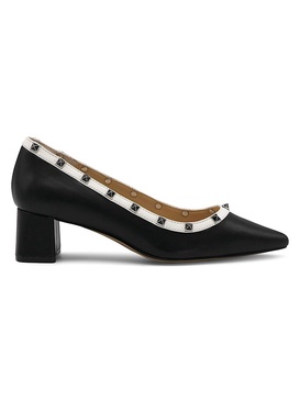 Sage Studded Block Heel Pumps