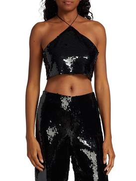 Zira Sequin Halter Crop Top