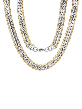 18K Goldplated & Stainless Steel Cuban Chain Link Necklace/24"