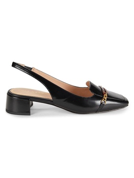 Penley Block Heel Leather Slingback Pumps