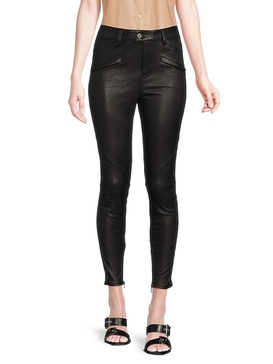 Flat Front Leather Ankle Pants