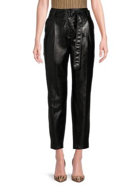 Belted Faux Leather Pants